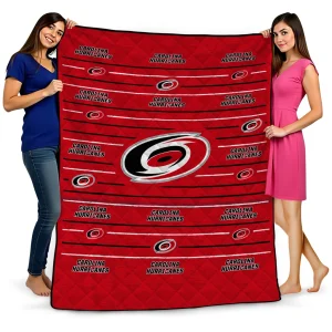 carolina hurricanes handdrawn stripes red quilt blanket best selling