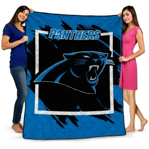 carolina panthers block border blue quilt blanket best selling