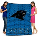 carolina panthers brick grid blue quilt blanket best selling