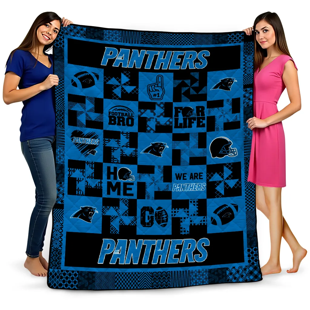 carolina panthers helmet heart blue quilt blanket best selling