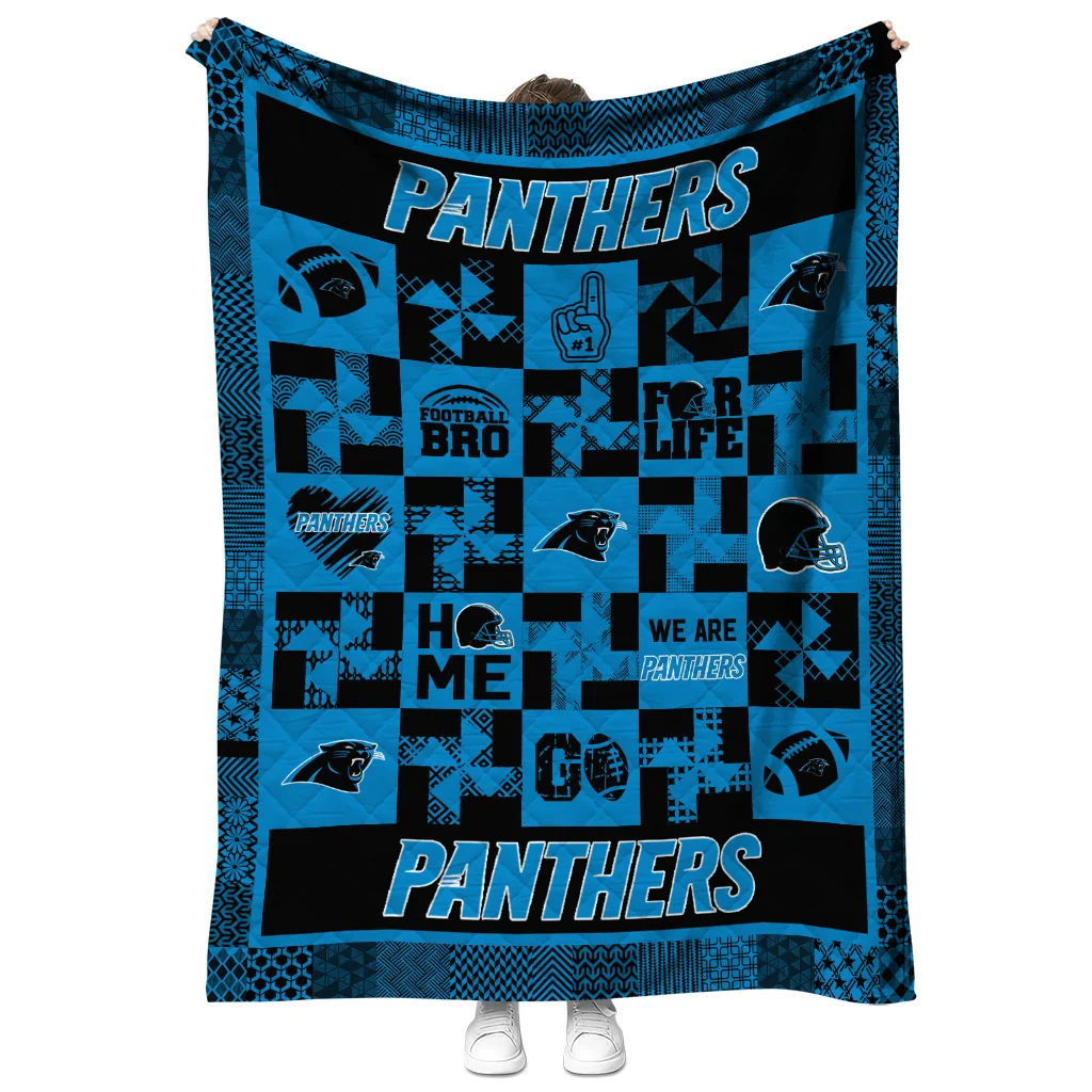 carolina panthers helmet heart blue quilt blanket fashion forward