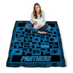 carolina panthers helmet heart blue quilt blanket best selling
