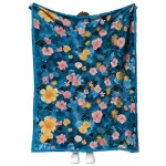 carolina panthers hibiscus foliage blue quilt blanket best selling