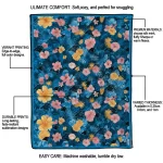 carolina panthers hibiscus foliage blue quilt blanket best selling