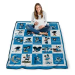 carolina panthers mickey pattern blue white quilt blanket best selling