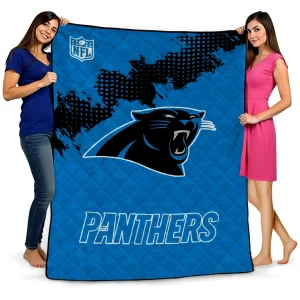 carolina panthers shield badge blue quilt blanket best selling