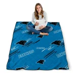 carolina panthers sketch lines blue quilt blanket best selling