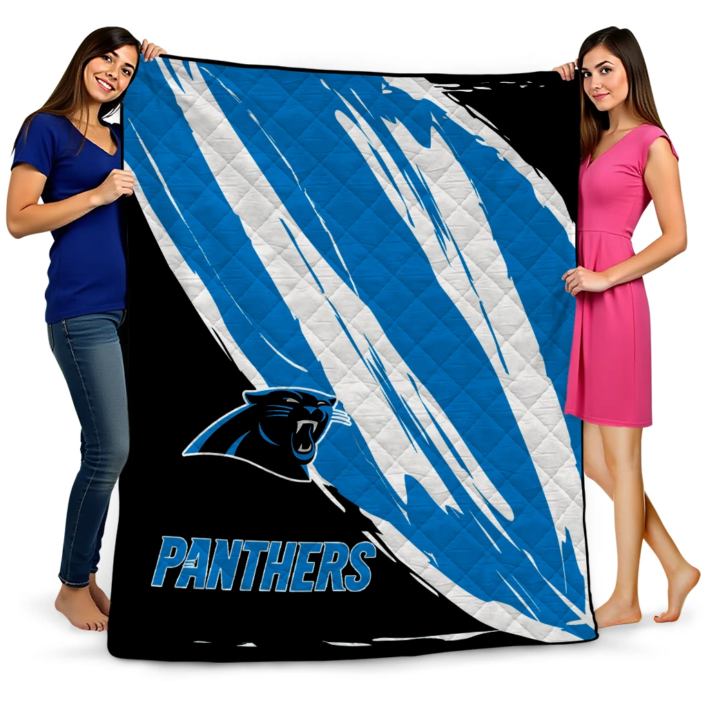 carolina panthers stroke art blue white quilt blanket best selling