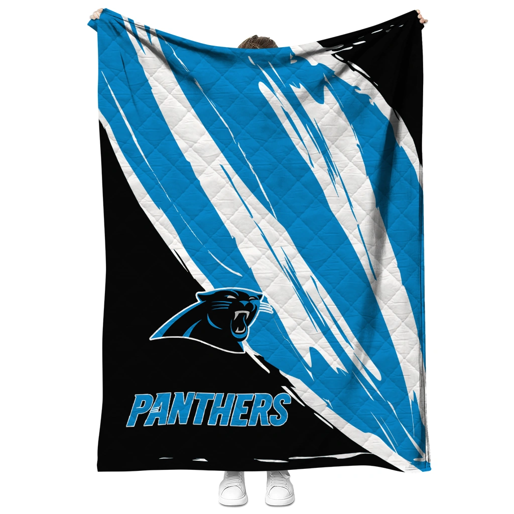 carolina panthers stroke art blue white quilt blanket fashion forward