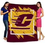 central michigan chippewas block border maroon quilt blanket best selling