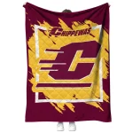 central michigan chippewas block border maroon quilt blanket best selling