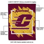 central michigan chippewas block border maroon quilt blanket best selling