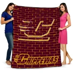 central michigan chippewas brick grid maroon quilt blanket best selling