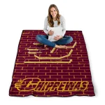 central michigan chippewas brick grid maroon quilt blanket best selling