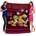 central michigan chippewas disney football maroon quilt blanket best selling