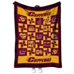 central michigan chippewas helmet heart maroon quilt blanket best selling