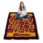 central michigan chippewas helmet heart maroon quilt blanket best selling