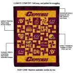 central michigan chippewas helmet heart maroon quilt blanket best selling