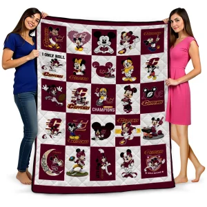 central michigan chippewas mickey mouse motif maroon white quilt blanket best selling