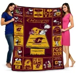central michigan chippewas snoopy love maroon quilt blanket best selling