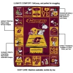 central michigan chippewas snoopy love maroon quilt blanket best selling