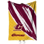 central michigan chippewas stroke art maroon white quilt blanket best selling