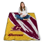 central michigan chippewas stroke art maroon white quilt blanket best selling