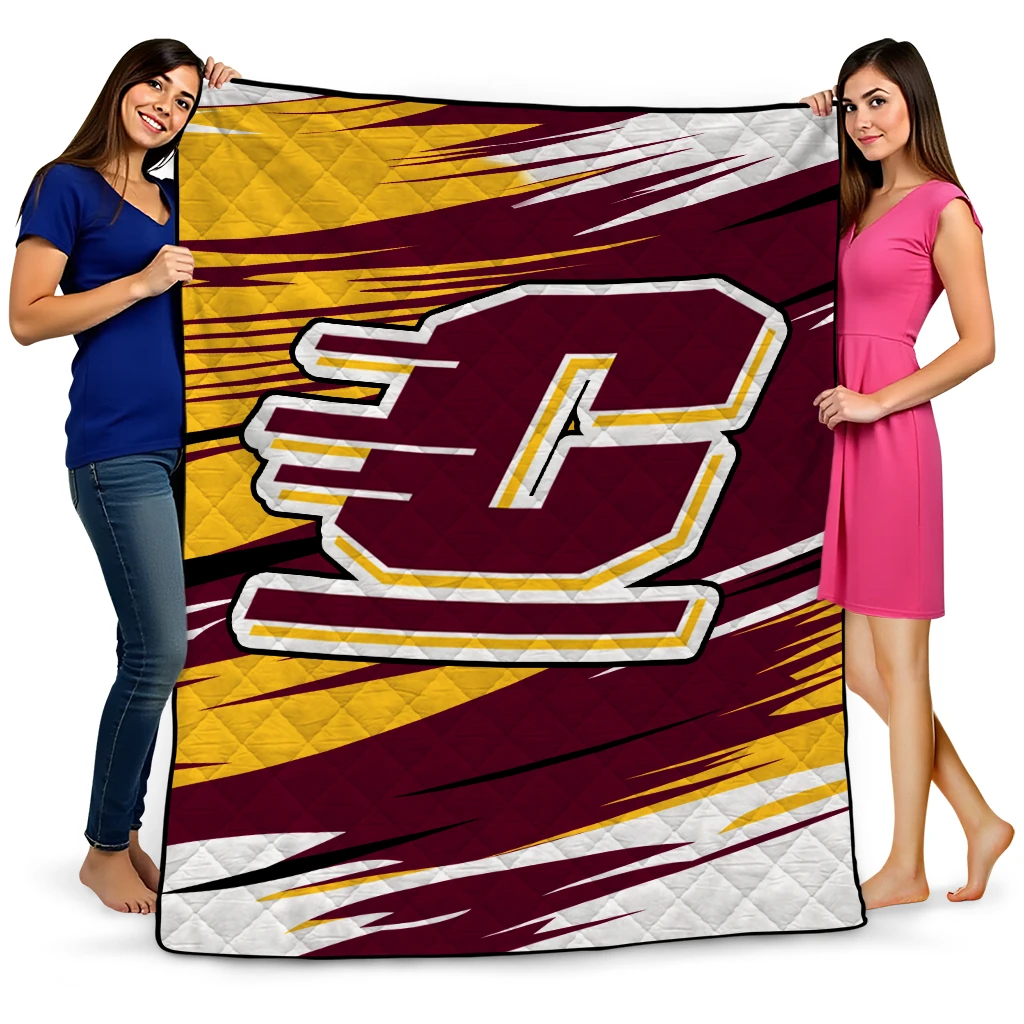 central michigan chippewas wild lines maroon white quilt blanket best selling