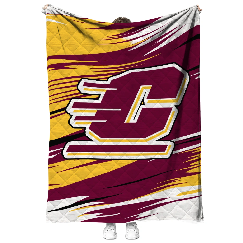 central michigan chippewas wild lines maroon white quilt blanket fashion forward