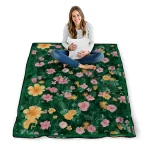charlotte 49ers hibiscus foliage green quilt blanket best selling
