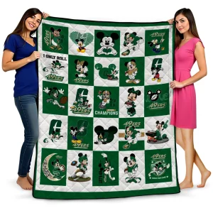 charlotte 49ers mickey mouse motif green white quilt blanket best selling
