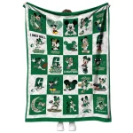 charlotte 49ers mickey mouse motif green white quilt blanket best selling