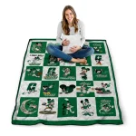 charlotte 49ers mickey mouse motif green white quilt blanket best selling