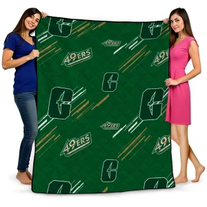 charlotte 49ers sketch lines green quilt blanket best selling