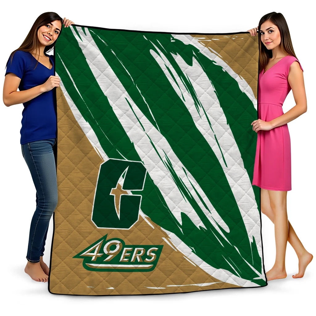 charlotte 49ers stroke art green white quilt blanket best selling charlotte 49ers stroke art green white quilt blanket best selling