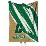 charlotte 49ers stroke art green white quilt blanket best selling