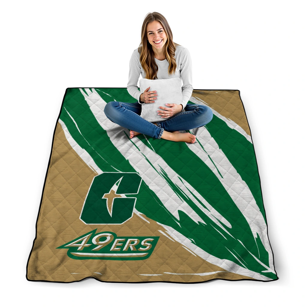 charlotte 49ers stroke art green white quilt blanket high quality charlotte 49ers stroke art green white quilt blanket high quality