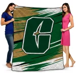 charlotte 49ers wild lines green white quilt blanket best selling