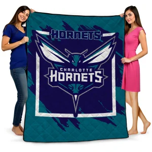 charlotte hornets block border teal quilt blanket best selling