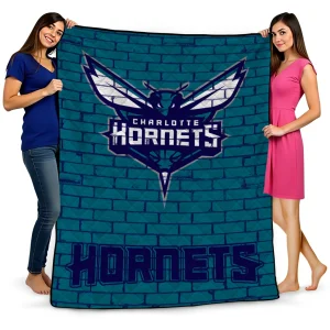 charlotte hornets brick grid teal quilt blanket best selling