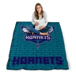 charlotte hornets brick grid teal quilt blanket best selling