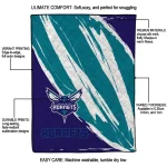 charlotte hornets stroke art teal white quilt blanket best selling