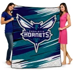 charlotte hornets wild lines teal white quilt blanket best selling