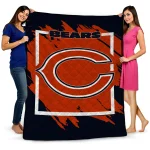 chicago bears block border blue quilt blanket best selling