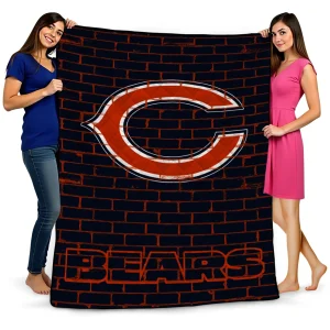 chicago bears brick grid blue quilt blanket best selling