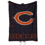 chicago bears brick grid blue quilt blanket best selling