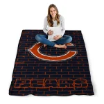 chicago bears brick grid blue quilt blanket best selling