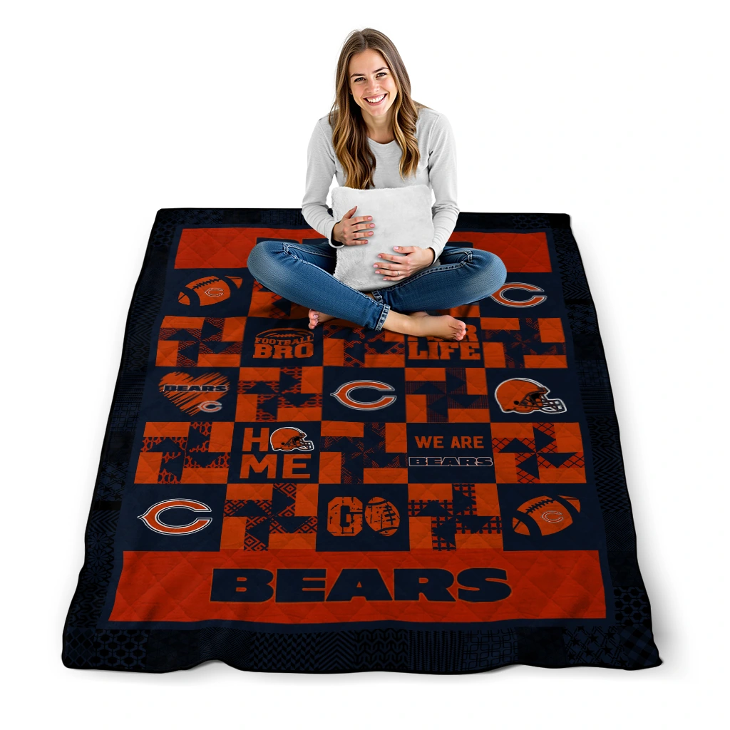chicago bears helmet heart blue quilt blanket high quality chicago bears helmet heart blue quilt blanket high quality