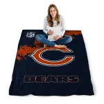 chicago bears shield badge blue quilt blanket best selling