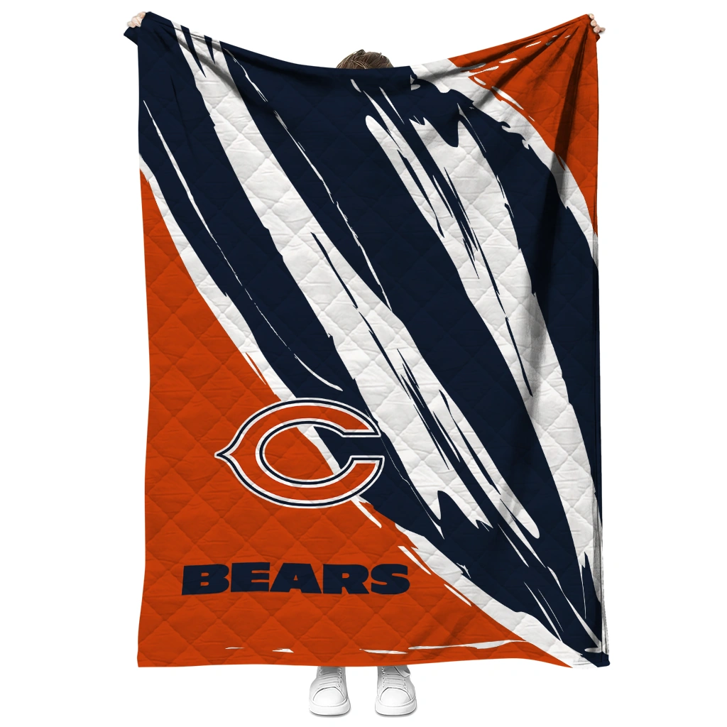 chicago bears stroke art blue white quilt blanket fashion forward